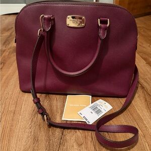 Michael Kors Plum Leather Satchel Crossbody